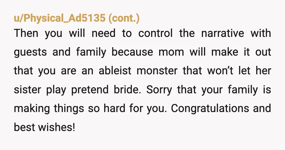 u/buzzkillyall NTA I understand why any bride would expect and prefer to be the only person in white at her own wedding. I feel strongly that any guest who does...