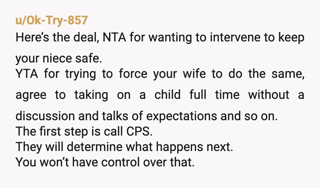 u/Ladidoodida It's hard to tell from your description but I suspect YTA, not for wanting to protect your niece but for being so inflexible about it that you're jumping to...