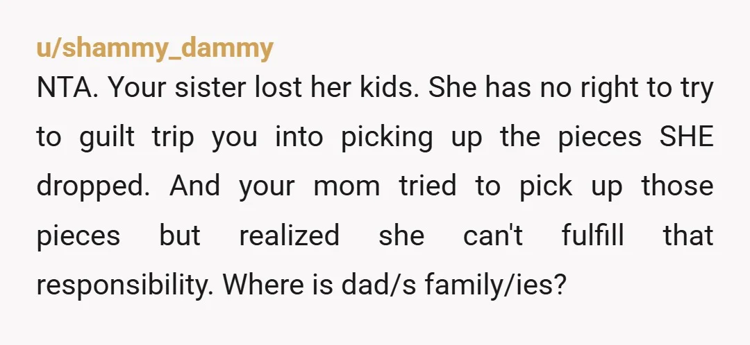 u/HUNGWHITEBOI25
NTA Op you need to prioritize your family, which you’re doing.
