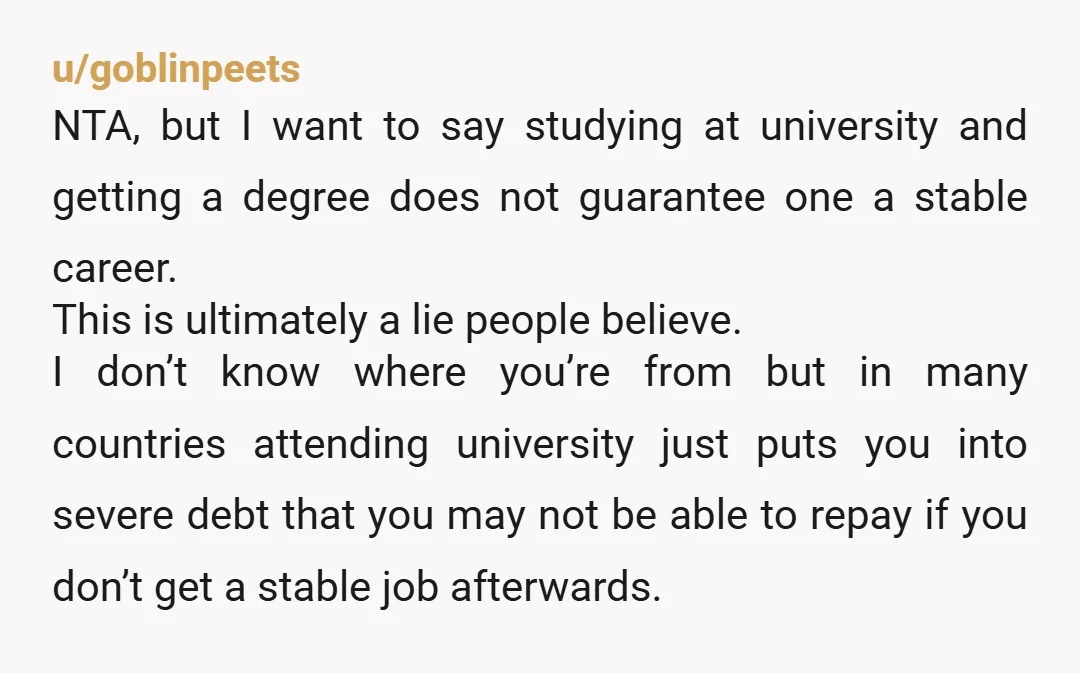 u/mdthomas
She can't afford to go.  She asked if anyone would cover her costs, they all said no.
NTA