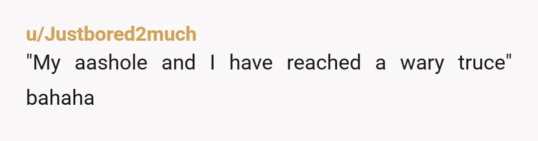 u/Justbored2much
"My aashole and I have reached a wary truce" bahaha