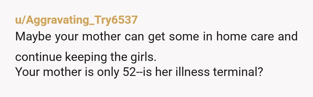 u/LilacRed NTA. What does your Mom expect? She is ok with 4 kids crammed together in one room to sleep in, 6 people to 1 bathroom?? And the emotional fallout...