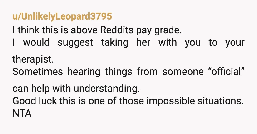 u/Srvntgrrl_789
NTA.
You clarified, and explained, more than once, and she dismissed your diagnosis as a preference.
You weren’t being rude.
You were working within your clearly established boundaries.