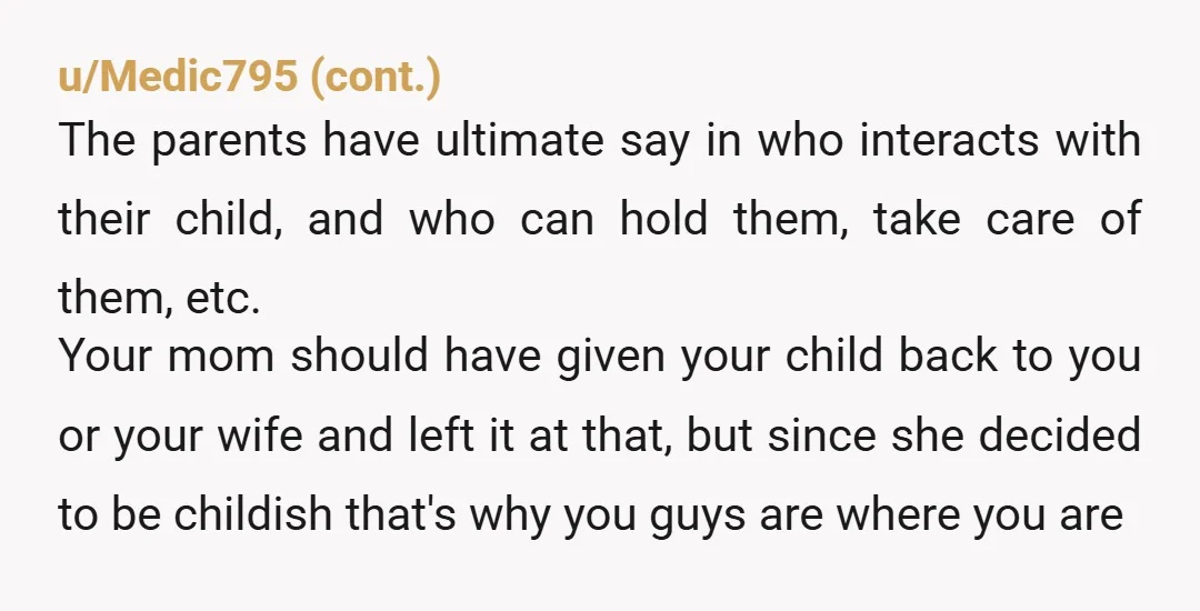 u/OpinionatedESLTeachr Give the ultimatum. Protect your wife and son. Also, maybe think about seeing a therapist. There seems to be a lot to unpack with your family (your mom and...