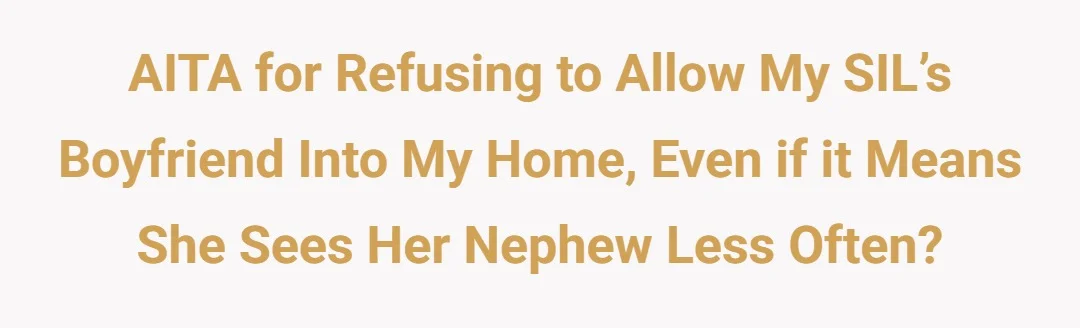 AITA for refusing to allow my SIL’s boyfriend into my home, even if it means she sees her nephew less often?