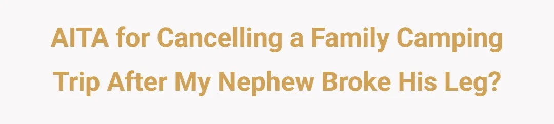 AITA for cancelling a family camping trip after my nephew broke his leg?