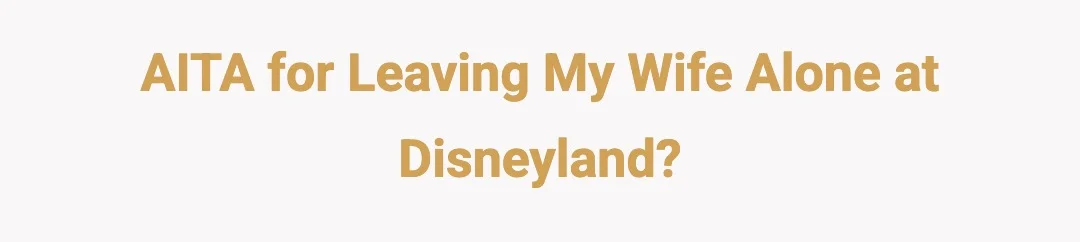 *Repost* AITA for leaving my wife alone at Disneyland?