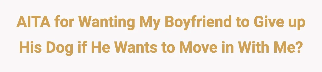 AITA for wanting my boyfriend to give up his dog if he wants to move in with me?