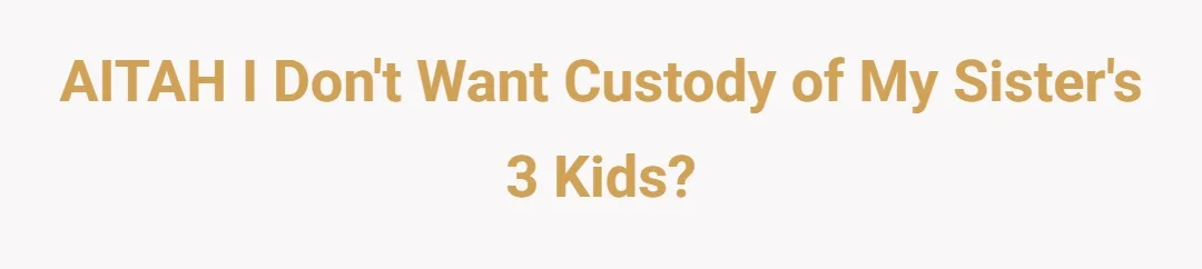 AITAH I don't want custody of my sister's 3 kids?