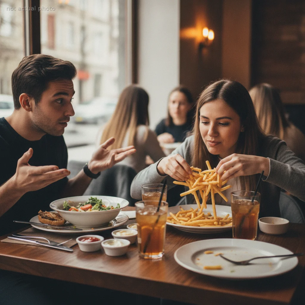 Woman Accuses Boyfriend Of Being "Condescending" For Ordering Her Extra Fries, Then Eats The Entire Plate