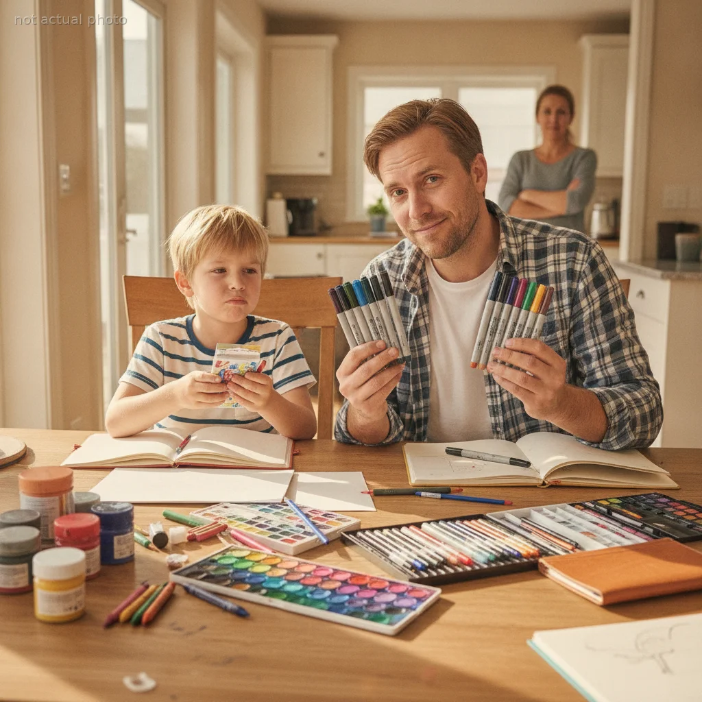 Wife Accuses Husband of 'Power Move' After He Buys Nicer Art Supplies Than Their 8-Year-Old Son