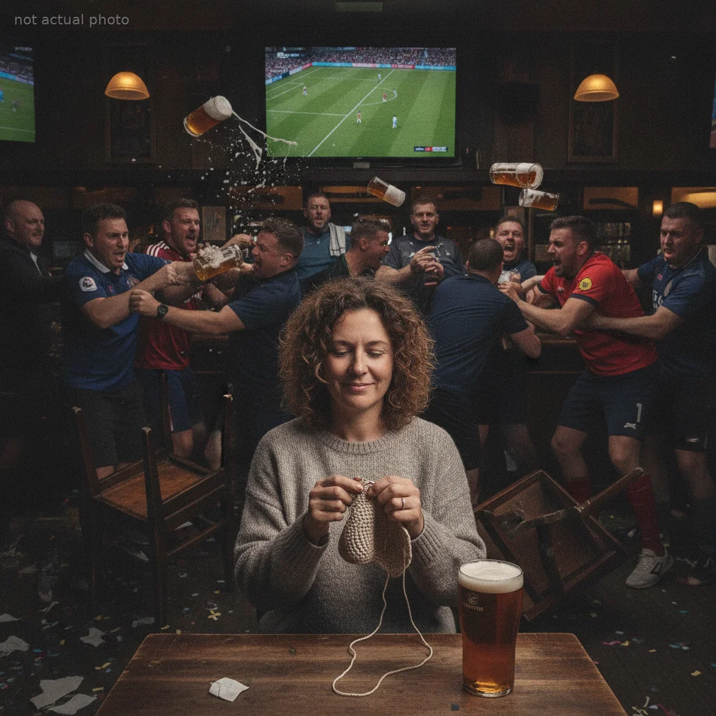 Woman Refuses to Put Down Her Crochet Hooks During the World Cup, Sparking a Massive Sports Bar Brawl