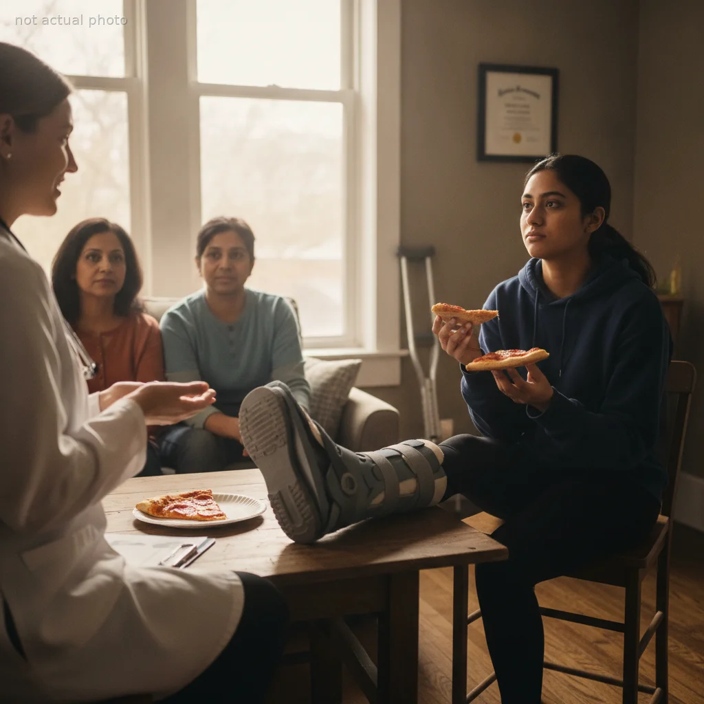 Doctor Tells Patient with Broken Foot to Stop Eating Pizza, Parents Side with the Physician