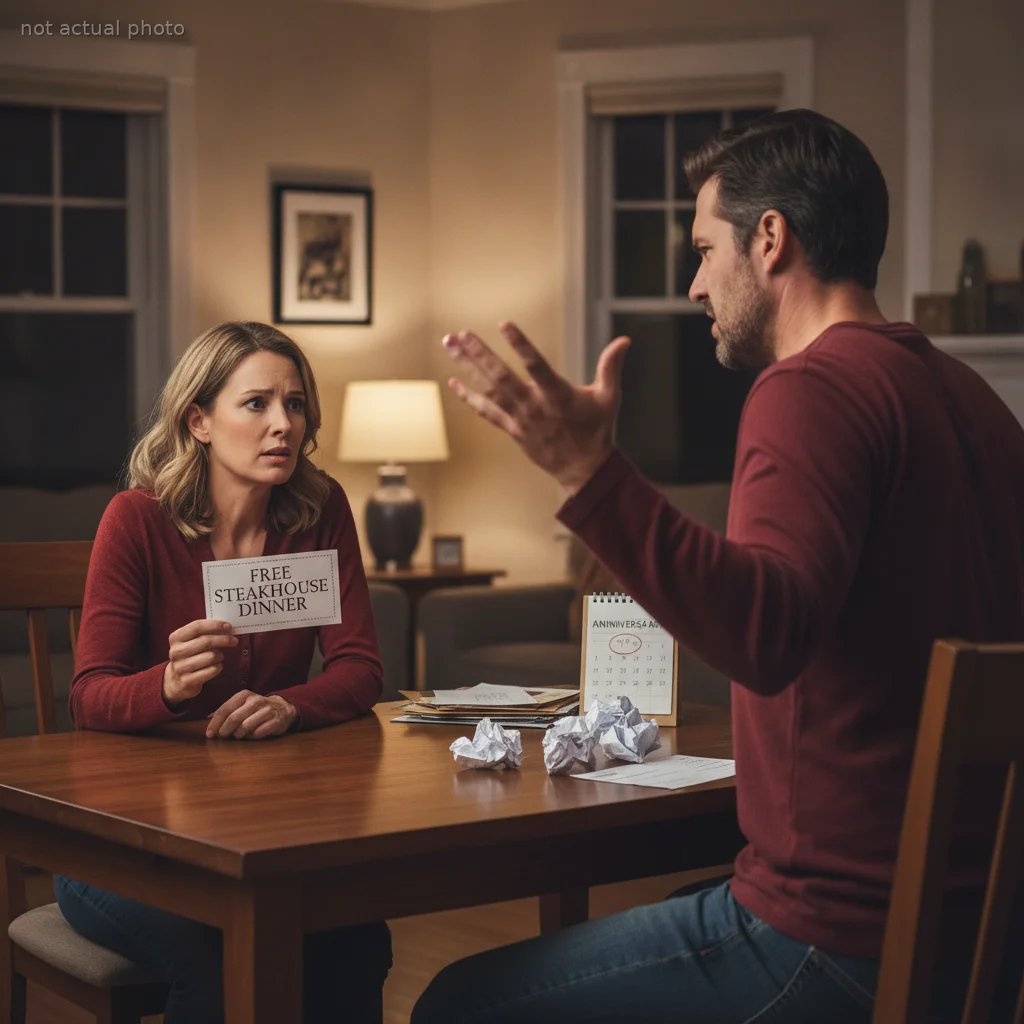 Woman's Husband Explodes Over Free Steakhouse Dinner, Leaving Her Terrified of Anniversary Rejection
