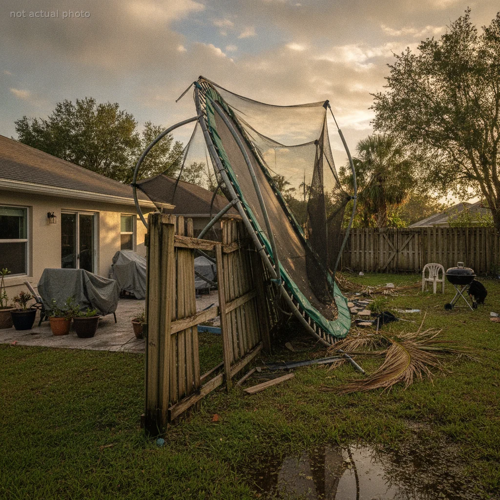 Neighbor Left A Giant Trampoline Unsecured During A Florida Hurricane, Now They Refuse To Pay For The Ruined Fence