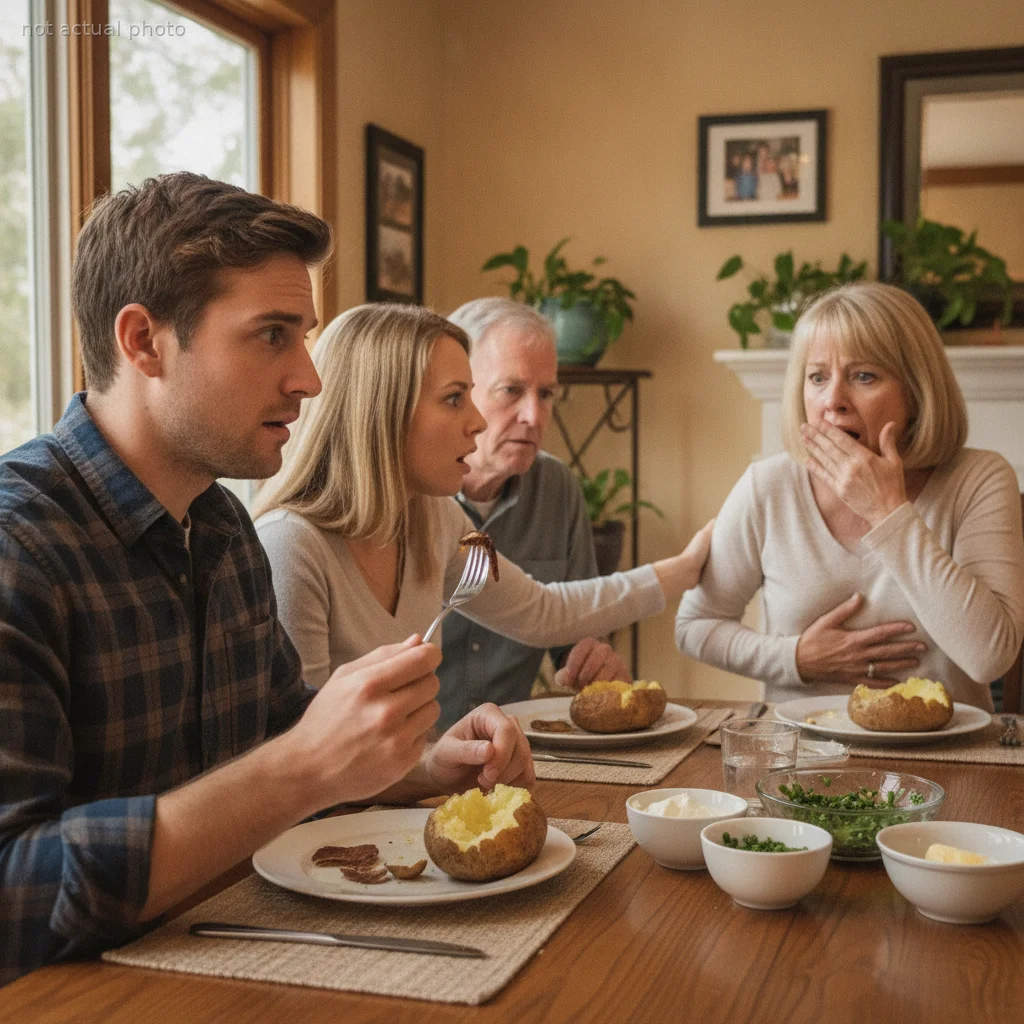 AITA For Eating A Potato Skin After My Fiancée's Mom Served Baked Potatoes And Started Throwing Up?