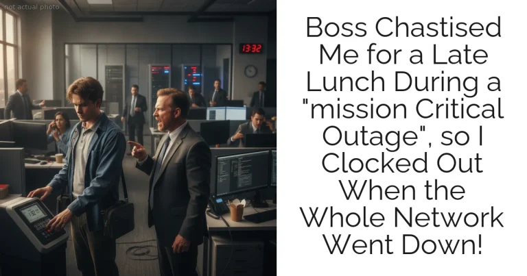 Boss Chastised Me for a Late Lunch During a "mission Critical Outage", so I Clocked Out When the Whole Network Went Down!