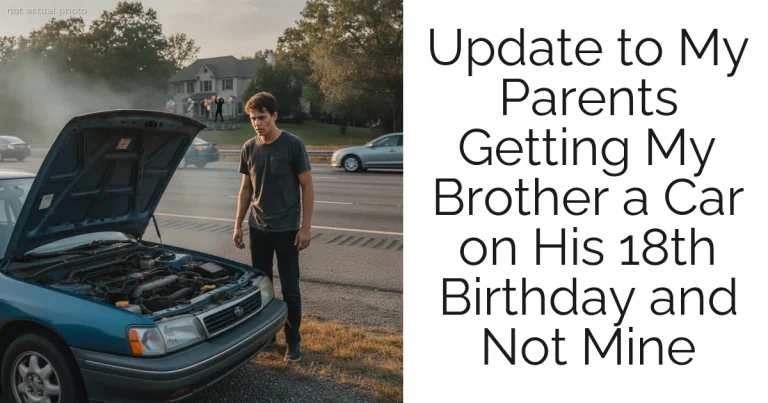 Update to My Parents Getting My Brother a Car on His 18th Birthday and Not Mine