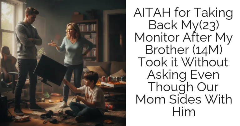 AITAH for Taking Back My(23) Monitor After My Brother (14M) Took it Without Asking Even Though Our Mom Sides With Him
