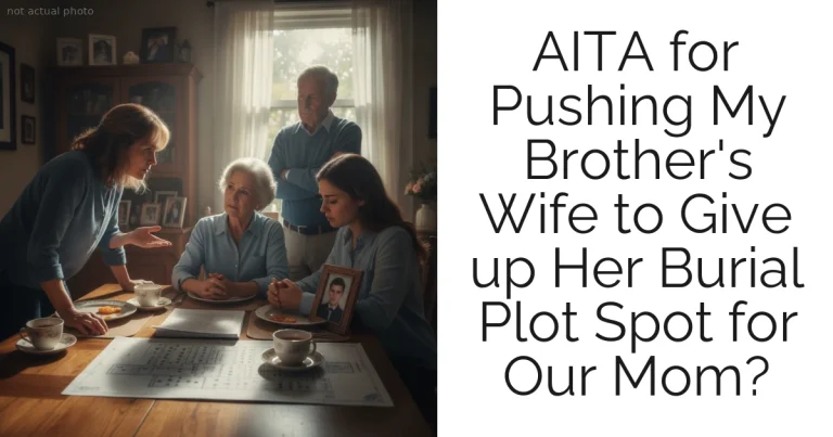 AITA for Pushing My Brother's Wife to Give up Her Burial Plot Spot for Our Mom?