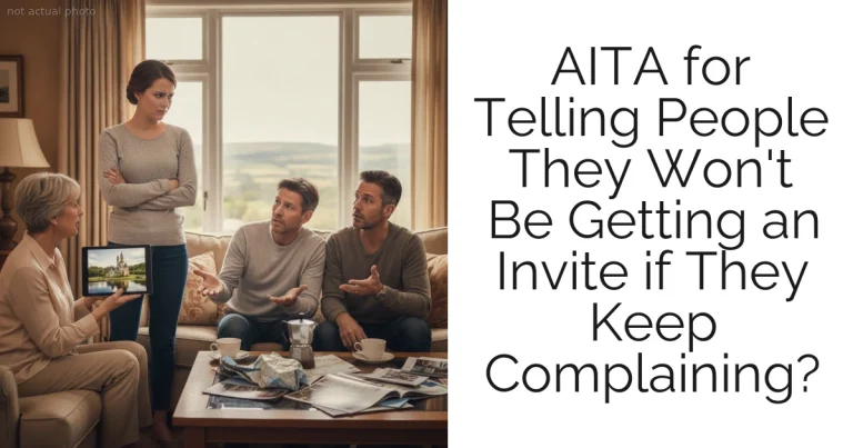 AITA for Telling People They Won't Be Getting an Invite if They Keep Complaining?