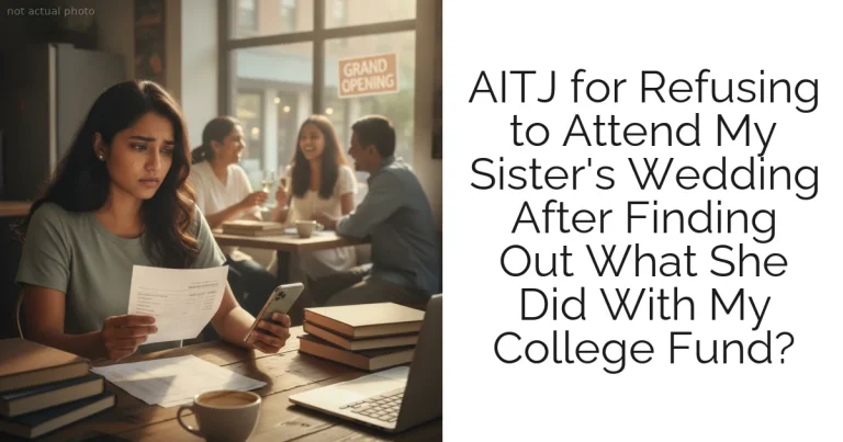 AITJ for Refusing to Attend My Sister's Wedding After Finding Out What She Did With My College Fund?