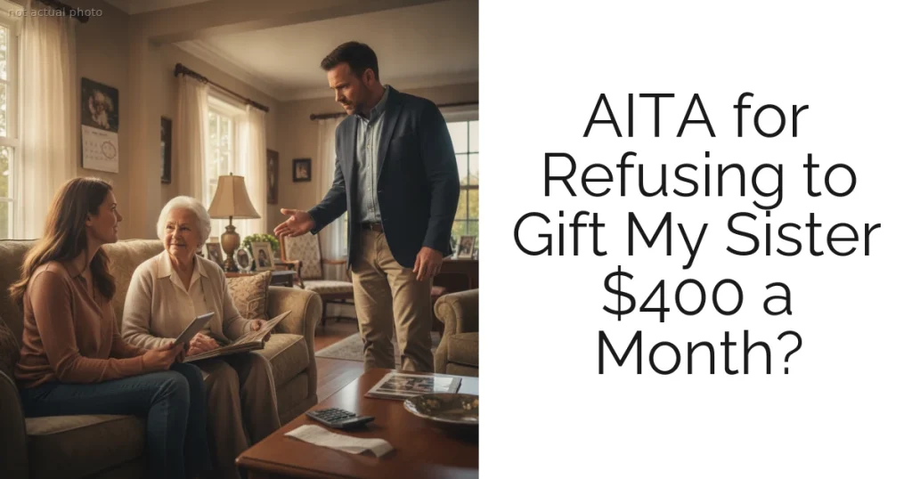 AITA for Refusing to Gift My Sister $400 a Month?