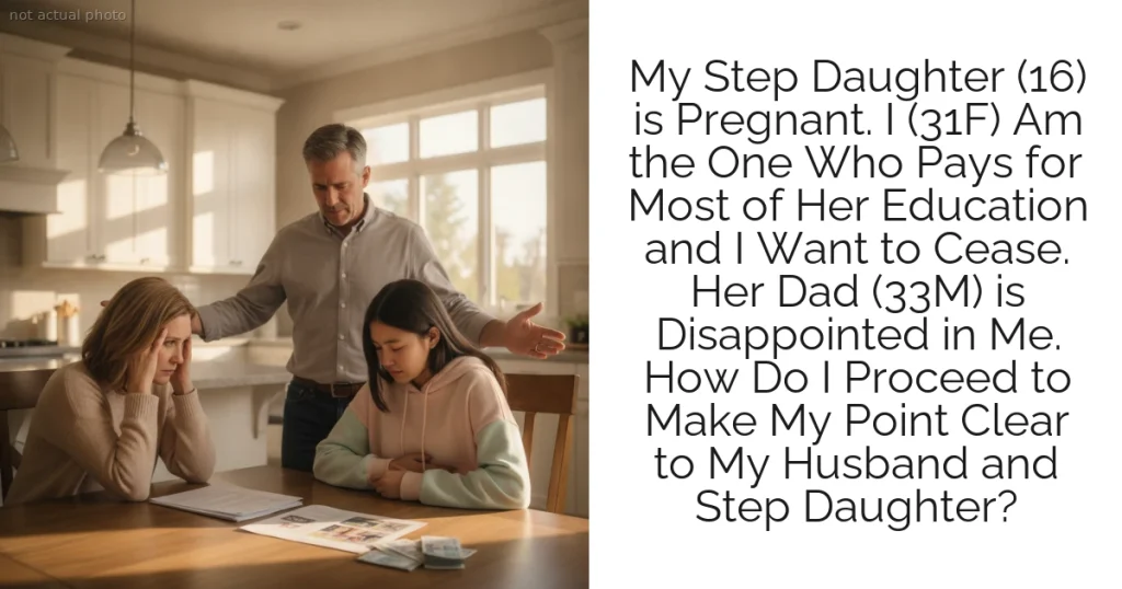 My Step Daughter (16) is Pregnant. I (31F) Am the One Who Pays for Most of Her Education and I Want to Cease. Her Dad (33M) is Disappointed in Me. How Do I Proceed to Make My Point Clear to My Husband and Step Daughter?