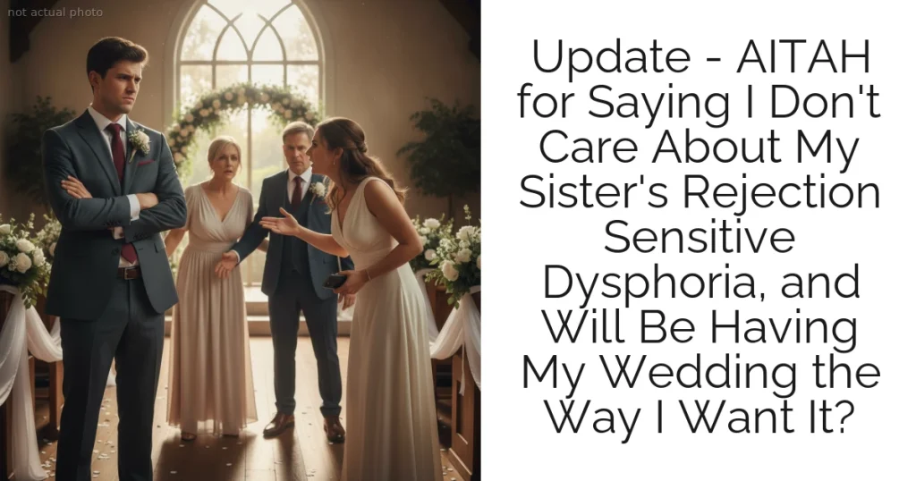 Update - AITAH for Saying I Don't Care About My Sister's Rejection Sensitive Dysphoria, and Will Be Having My Wedding the Way I Want It?