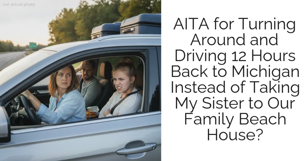 AITA for Turning Around and Driving 12 Hours Back to Michigan Instead of Taking My Sister to Our Family Beach House?