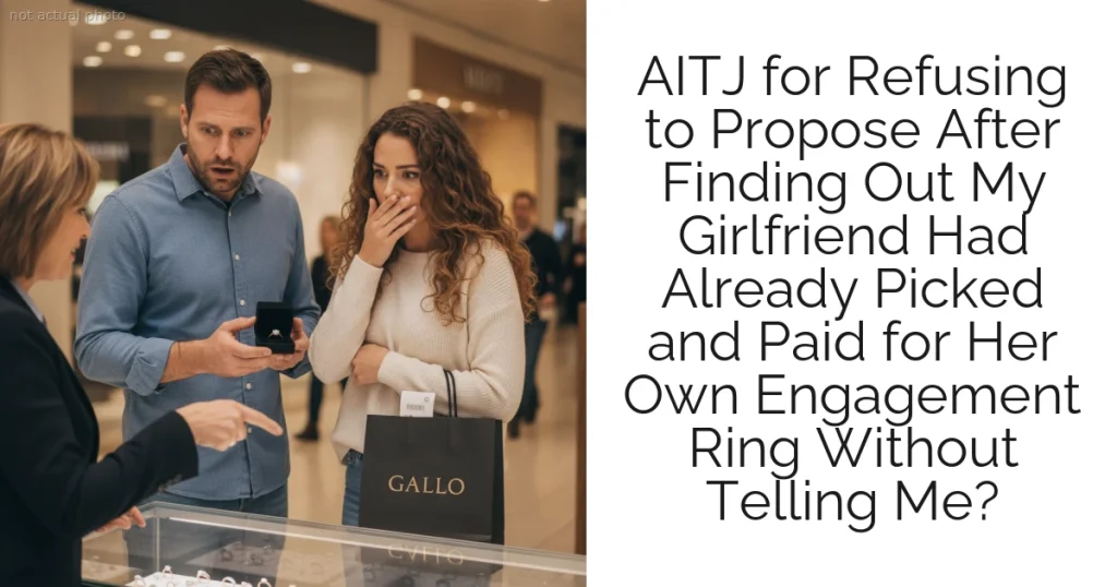 AITJ for Refusing to Propose After Finding Out My Girlfriend Had Already Picked and Paid for Her Own Engagement Ring Without Telling Me?