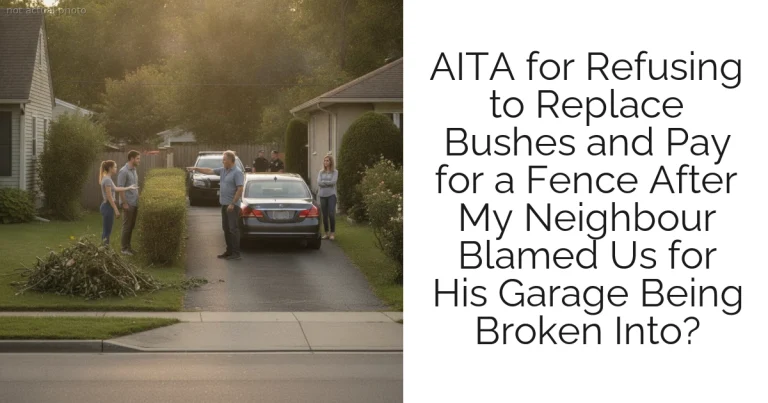 AITA for Refusing to Replace Bushes and Pay for a Fence After My Neighbour Blamed Us for His Garage Being Broken Into?