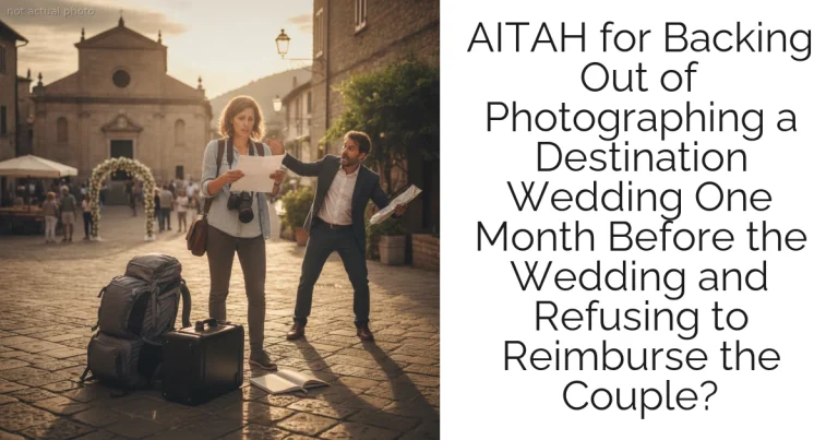 AITAH for Backing Out of Photographing a Destination Wedding One Month Before the Wedding and Refusing to Reimburse the Couple?
