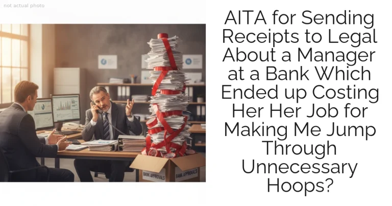 AITA for Sending Receipts to Legal About a Manager at a Bank Which Ended up Costing Her Her Job for Making Me Jump Through Unnecessary Hoops?