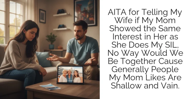 AITA for Telling My Wife if My Mom Showed the Same Interest in Her as She Does My SIL, No Way Would We Be Together Cause Generally People My Mom Likes Are Shallow and Vain.