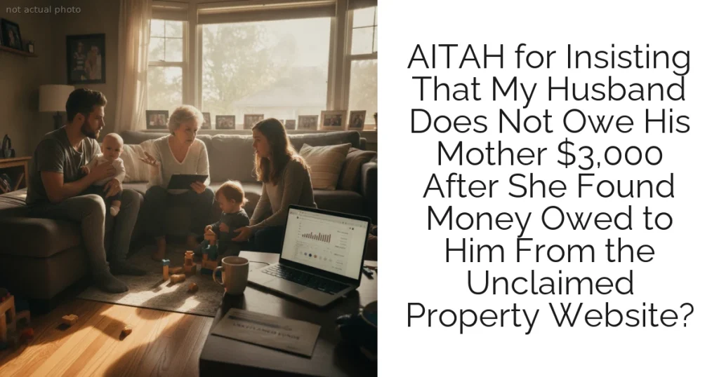 AITAH for Insisting That My Husband Does Not Owe His Mother $3,000 After She Found Money Owed to Him From the Unclaimed Property Website?
