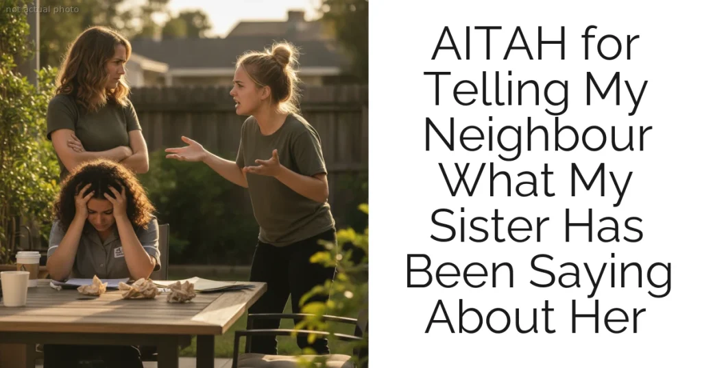 AITAH for Telling My Neighbour What My Sister Has Been Saying About Her