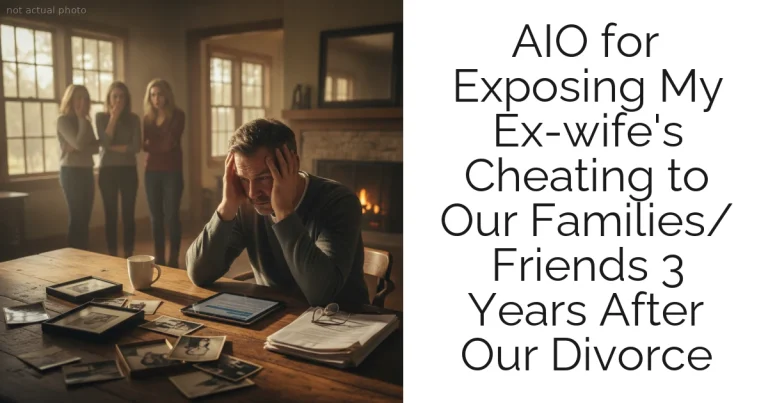 AIO for Exposing My Ex-wife's Cheating to Our Families/ Friends 3 Years After Our Divorce