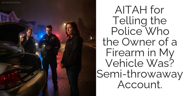 AITAH for Telling the Police Who the Owner of a Firearm in My Vehicle Was?
Semi-throwaway Account.