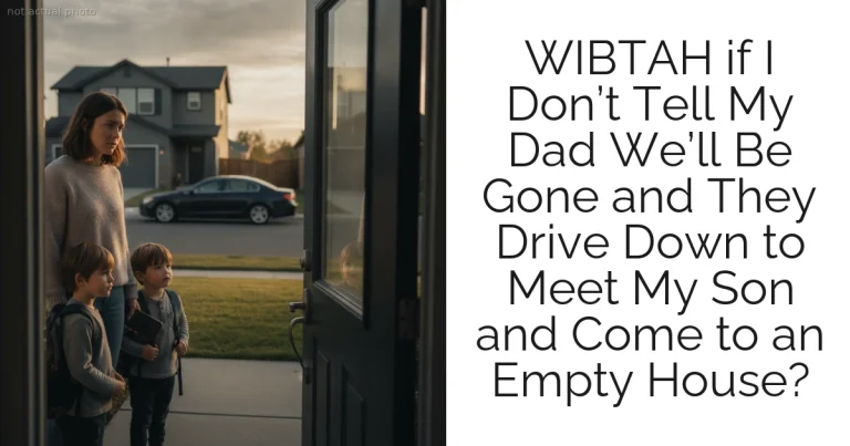 WIBTAH if I Don’t Tell My Dad We’ll Be Gone and They Drive Down to Meet My Son and Come to an Empty House?