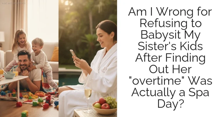Am I Wrong for Refusing to Babysit My Sister's Kids After Finding Out Her "overtime" Was Actually a Spa Day?