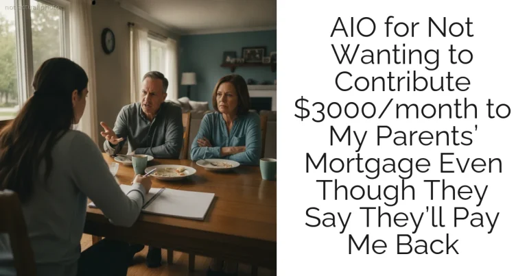 AIO for Not Wanting to Contribute $3000/month to My Parents’ Mortgage Even Though They Say They’ll Pay Me Back