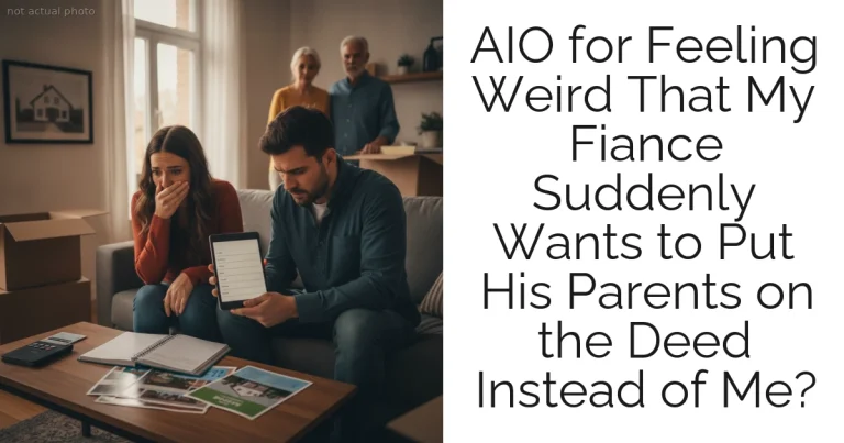 AIO for Feeling Weird That My Fiance Suddenly Wants to Put His Parents on the Deed Instead of Me?