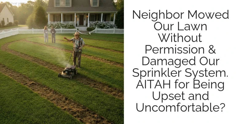 Neighbor Mowed Our Lawn Without Permission & Damaged Our Sprinkler System. AITAH for Being Upset and Uncomfortable?