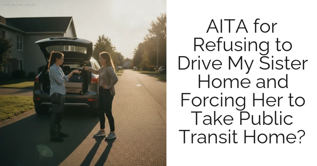 AITA for Refusing to Drive My Sister Home and Forcing Her to Take Public Transit Home?