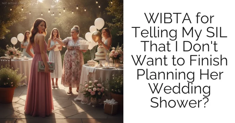 WIBTA for Telling My SIL That I Don't Want to Finish Planning Her Wedding Shower?