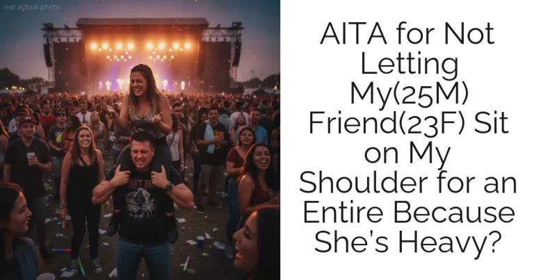 AITA for Not Letting My(25M) Friend(23F) Sit on My Shoulder for an Entire Because She’s Heavy?