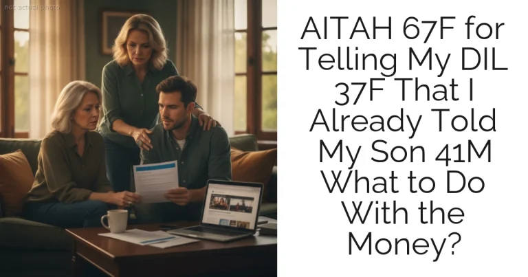 AITAH 67F for Telling My DIL 37F That I Already Told My Son 41M What to Do With the Money?