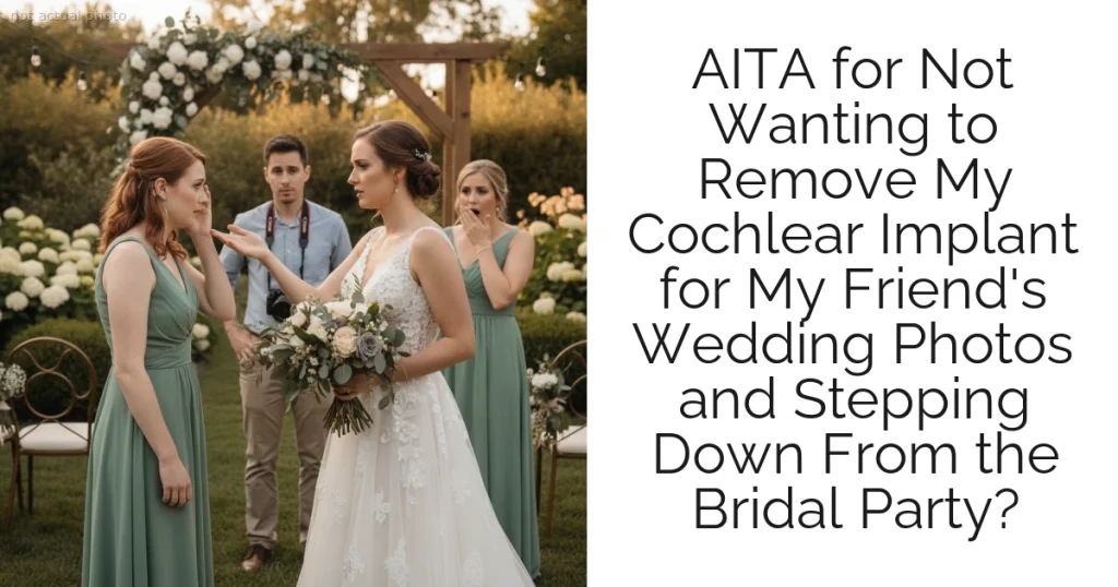 AITA for Not Wanting to Remove My Cochlear Implant for My Friend's Wedding Photos and Stepping Down From the Bridal Party?