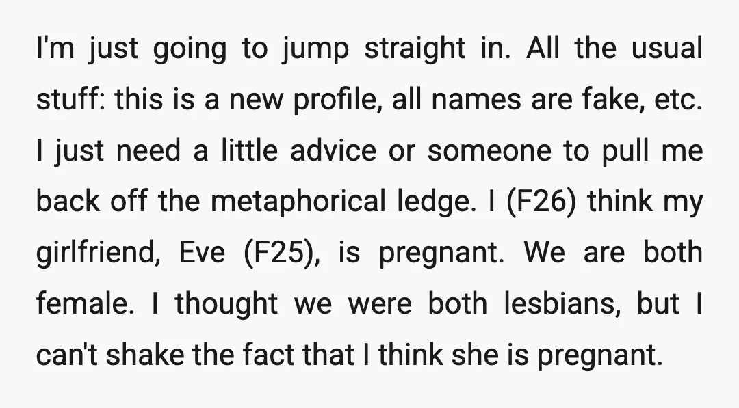 I'm just going to jump straight in. All the usual stuff: this is a new profile, all names are fake, etc. I just need a little advice or someone to...